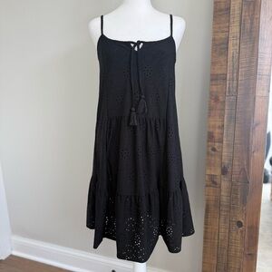 ESQUALO Black‎ Eyelet Sleeveless Tiered Sundress SIZE: XS